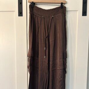 Anthropologie brown silk parachute pants